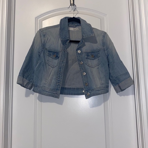 Cropped denim jean jacket - Picture 1 of 3